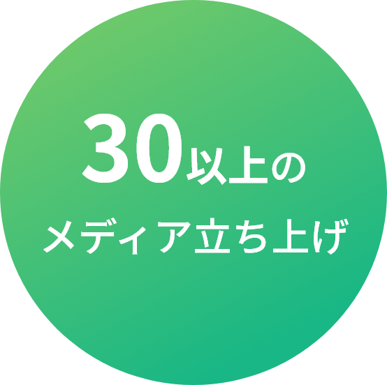 30以上のメディア立ち上げ