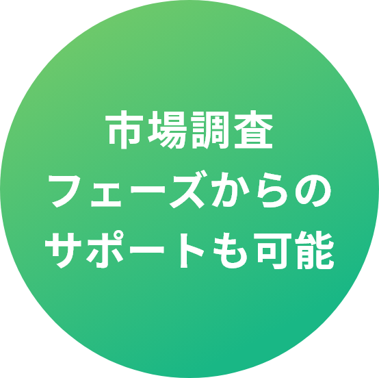 市場調査フェーズからのサポートも可能